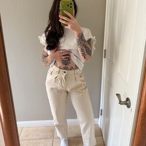 American Vintage High-Rise Straight Leg Jeans in Cream